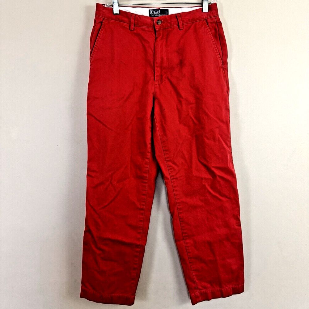 VTG Polo Ralph Lauren Classic Fit Chino Flat Front Coral Cotton Pants Size 31x30